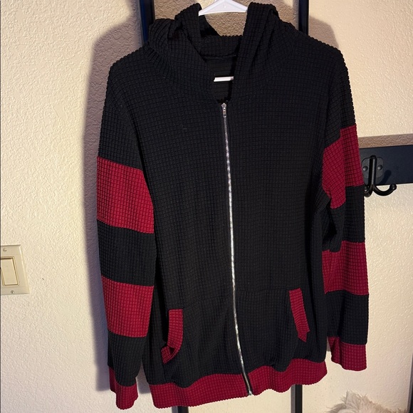Black and Red Zip-Up Hoodie with Cat Ears - Picture 1 of 5